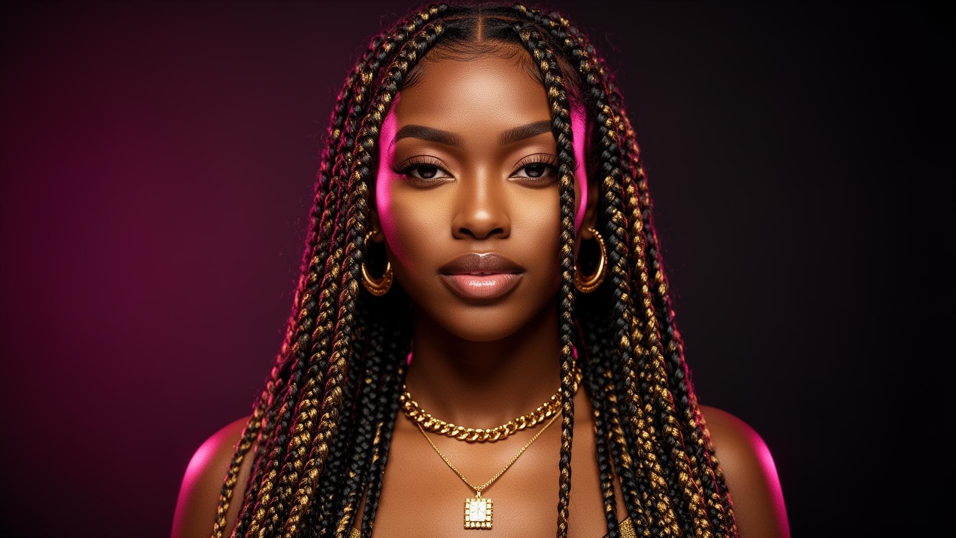 Elegant woman with African braids